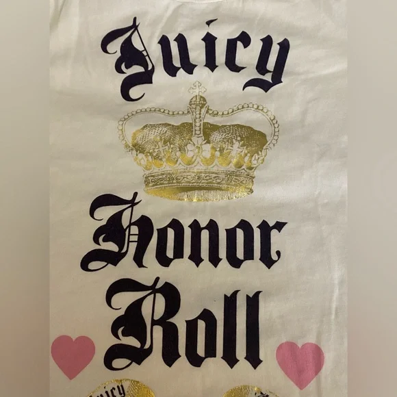 Juicy Couture Vintage Girls-Kids White Tee with Gold and Pink Accents Size Med - Picture 6 of 9